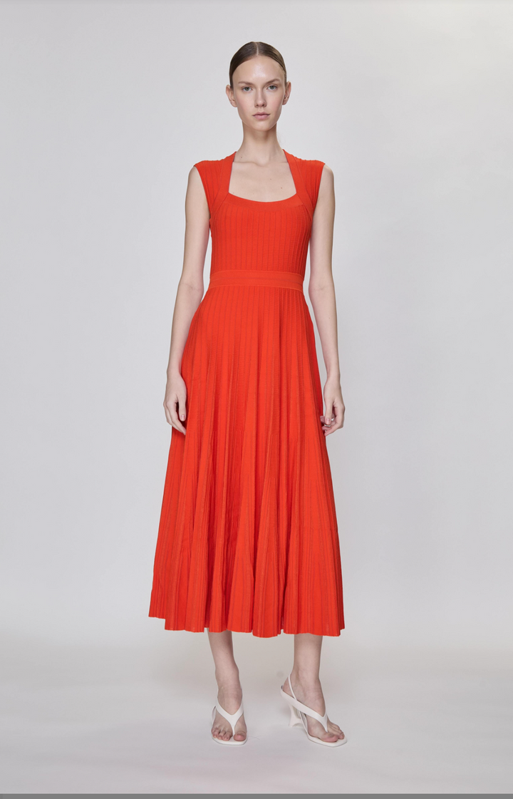 SIMKHAI - Ashland Knit Midi Dress in Lobster Dresses