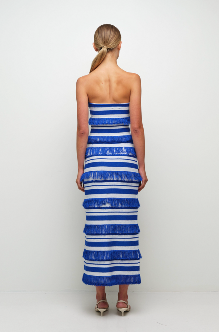 SIMKHAI - Cairo Knit Tube Top in Royal Blue Stripe Top
