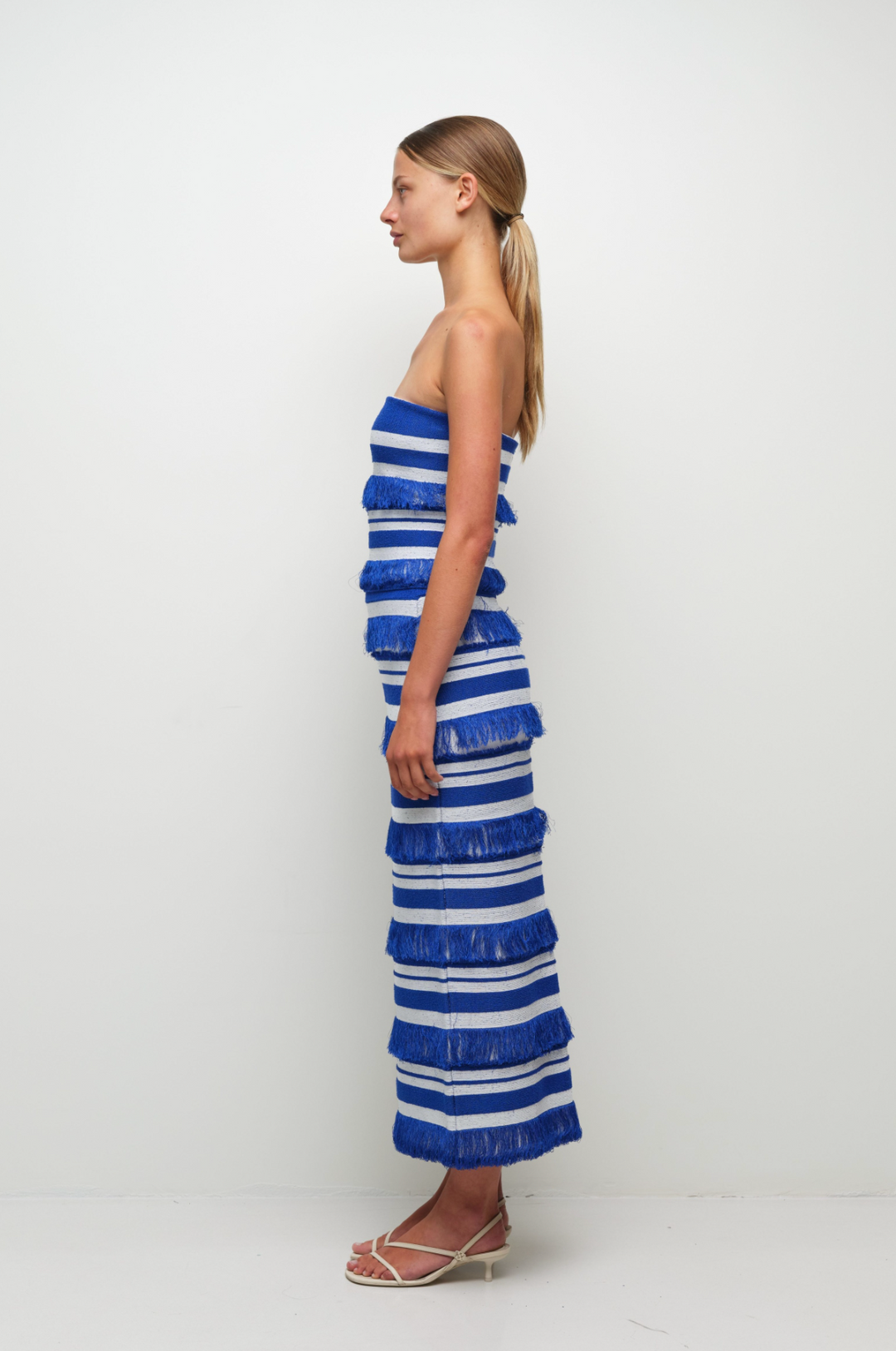 SIMKHAI - Cairo Knit Tube Top in Royal Blue Stripe Top