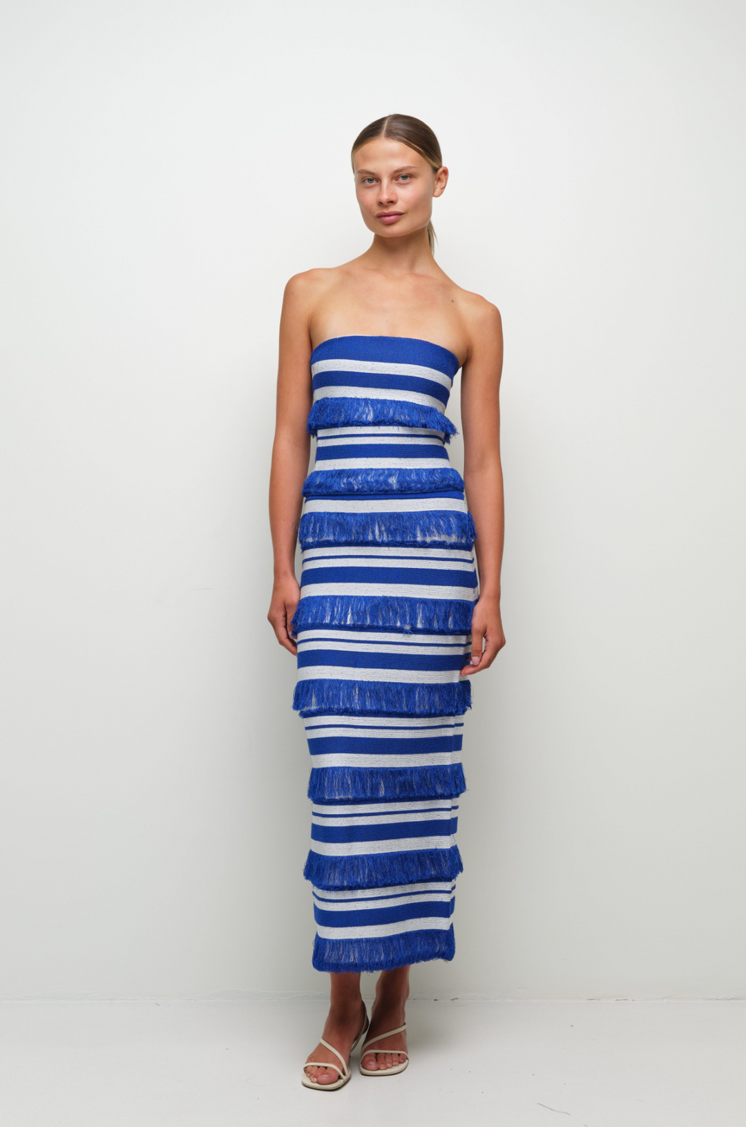 SIMKHAI - Cairo Knit Tube Top in Royal Blue Stripe Top