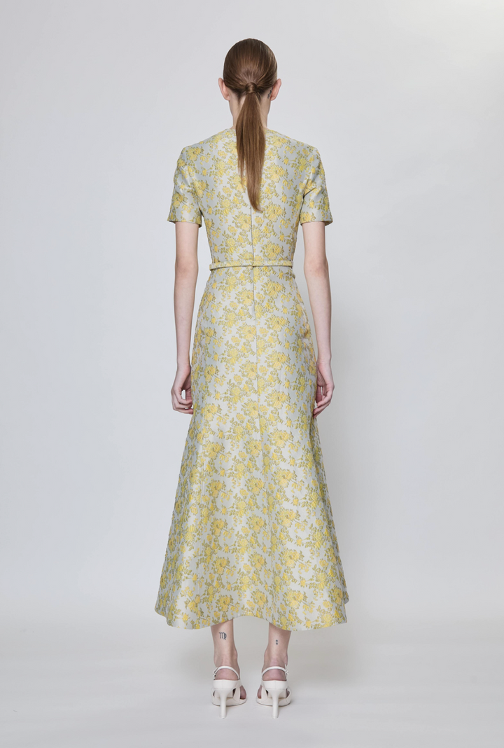 SIMKHAI - Caraline Jacquard Midi Dress in Buttercream Dresses