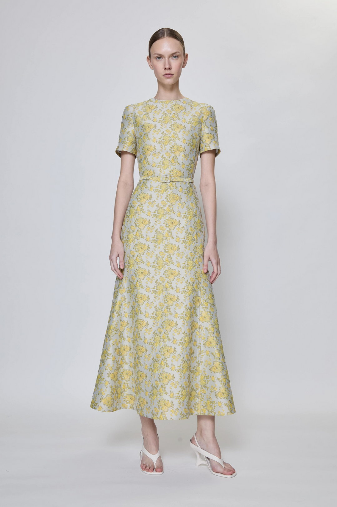 SIMKHAI - Caraline Jacquard Midi Dress in Buttercream Dresses