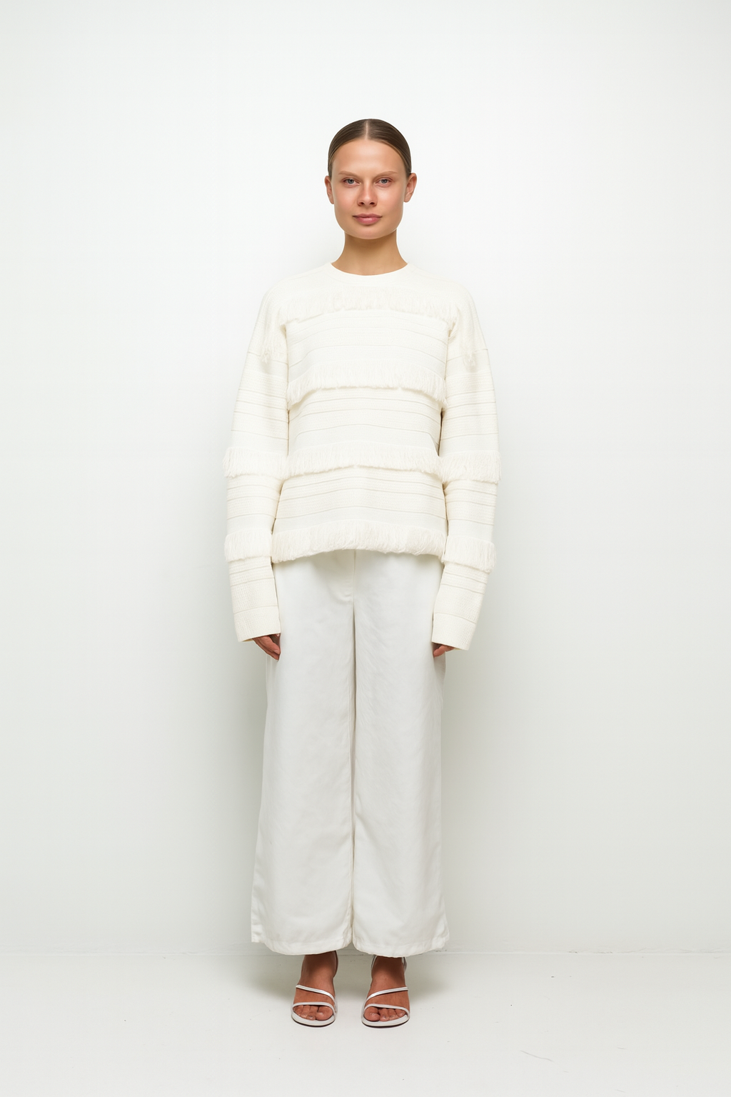 SIMKHAI - Carrick Crewneck Sweater in Ivory Stripe Sweaters