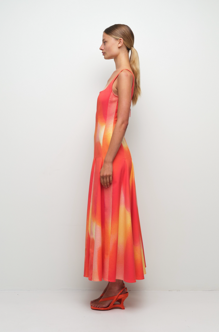 SIMKHAI - Lara Midi Dress in Gold Hour Sunset Dresses