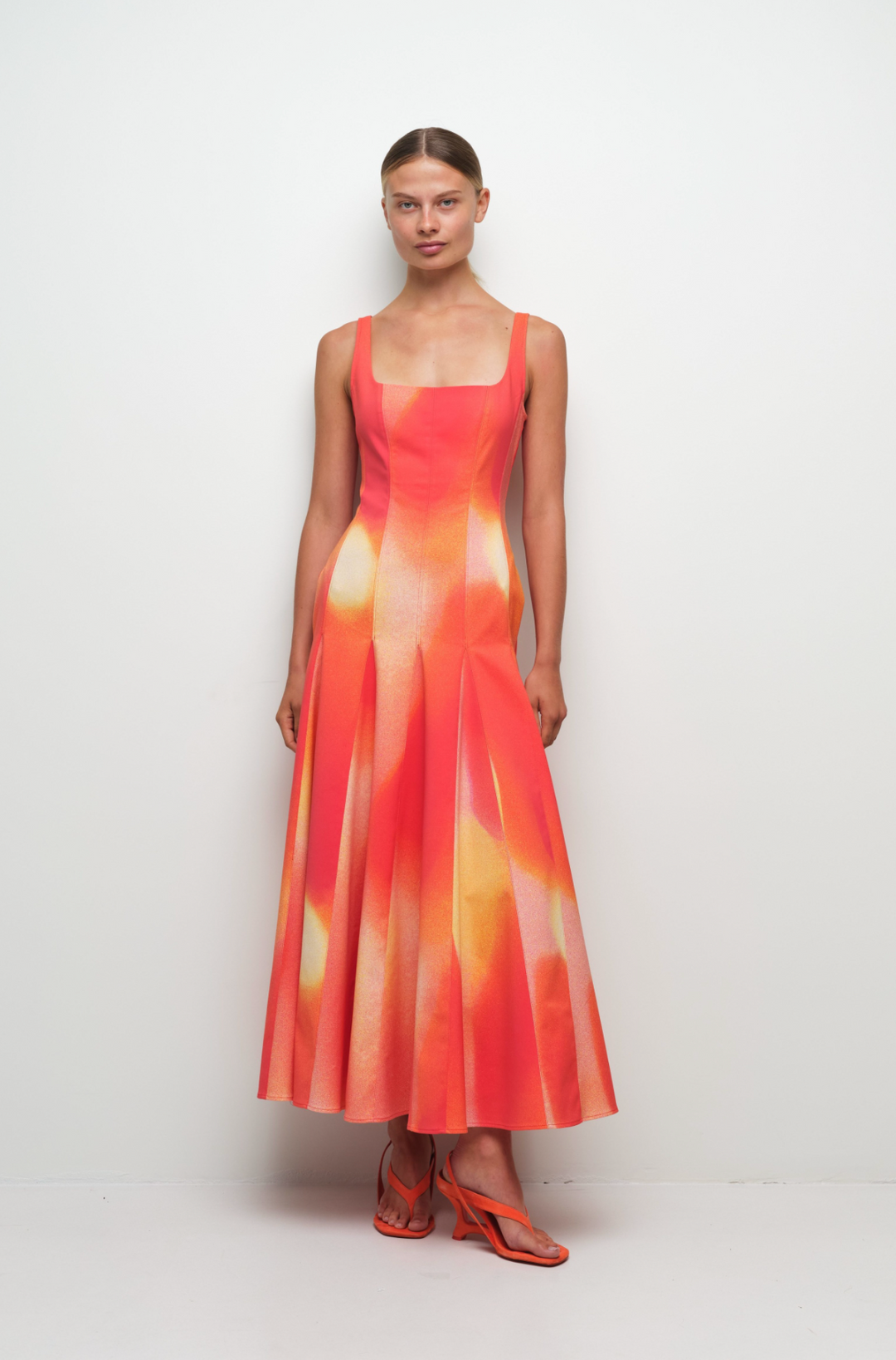 SIMKHAI - Lara Midi Dress in Gold Hour Sunset Dresses