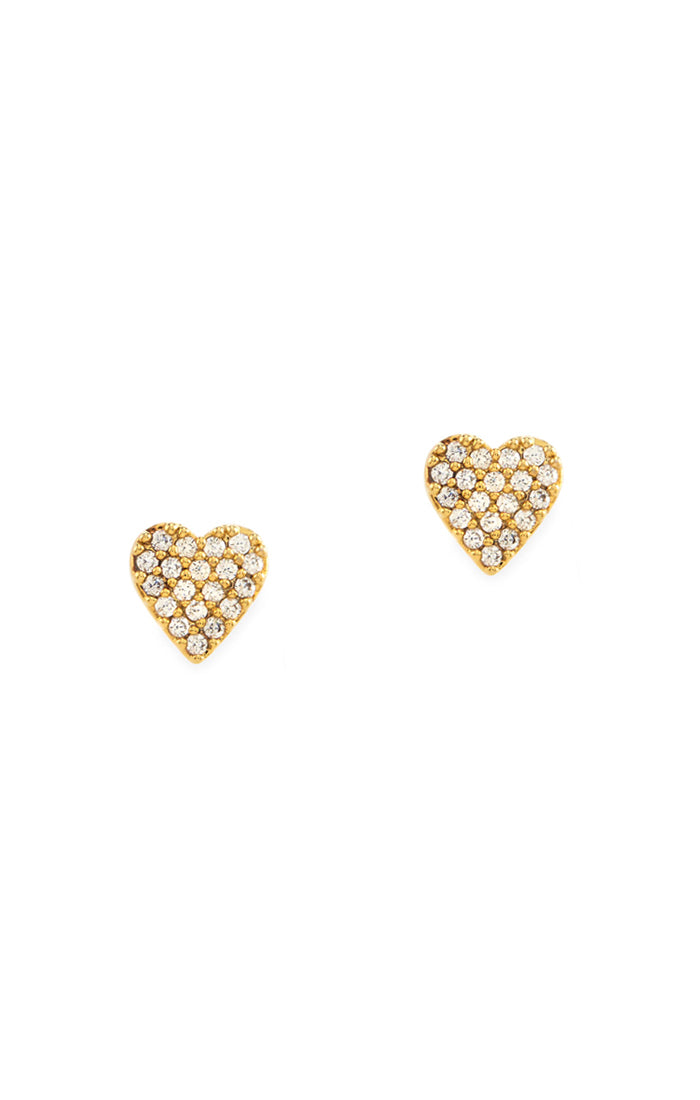 TAI - Cz Heart Stud Earrings in Gold Jewelry