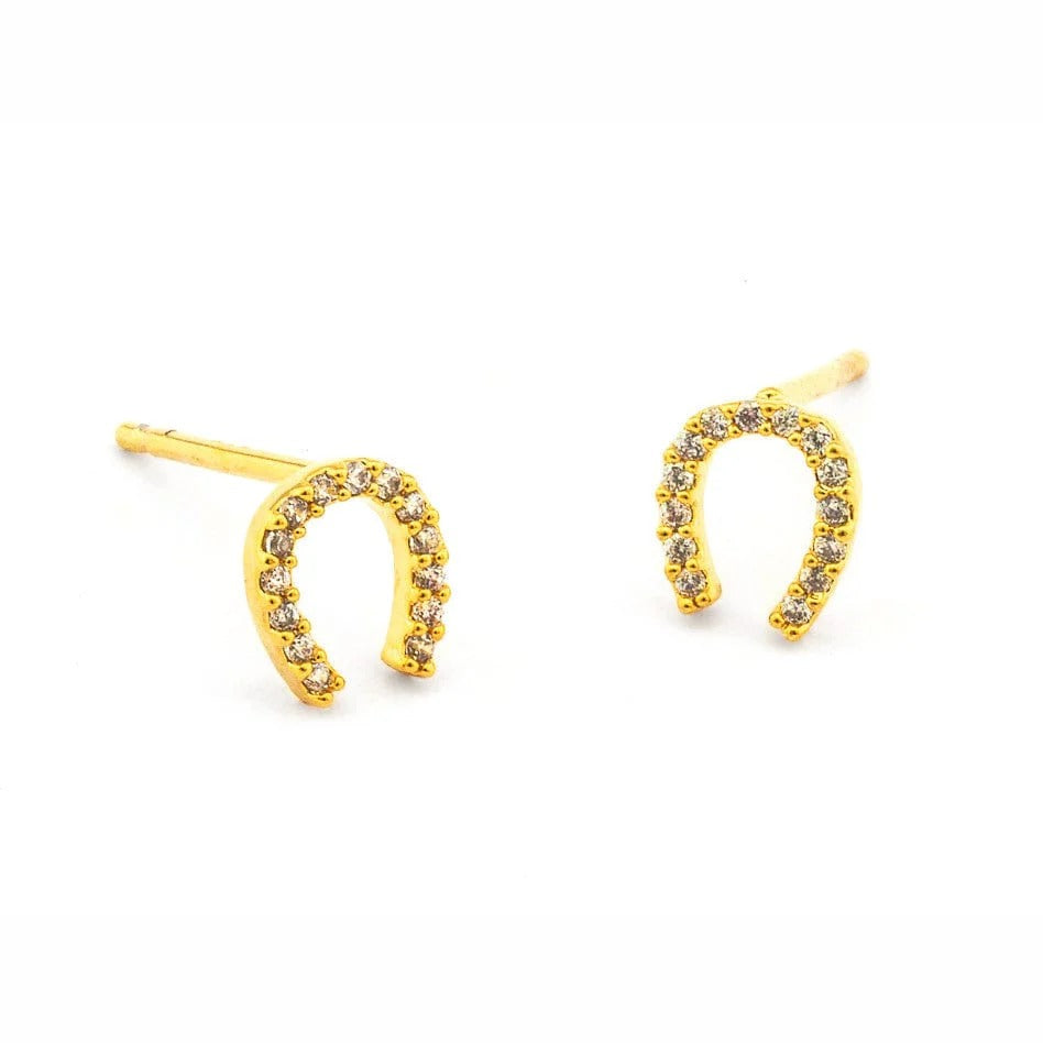 TAI - Cz Mini Horseshoe Stud Earrings in Gold Jewelry