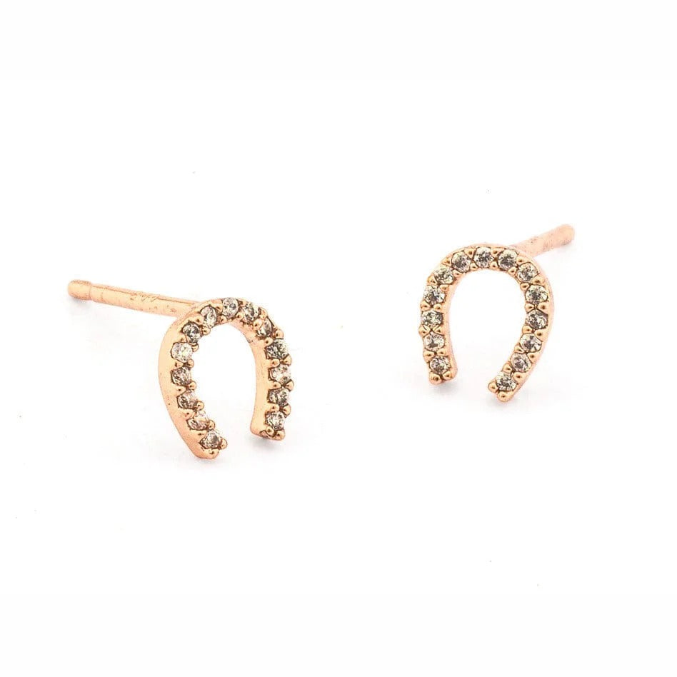 TAI - Cz Mini Horseshoe Stud Earrings in Rose Gold Jewelry