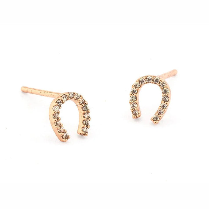 TAI - Cz Mini Horseshoe Stud Earrings in Rose Gold Jewelry