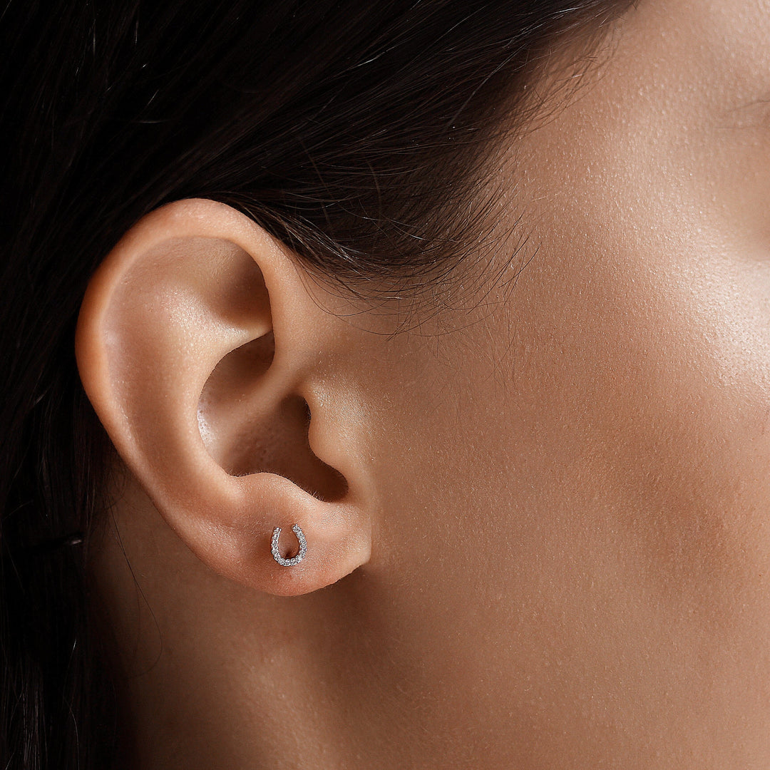 TAI - Cz Mini Horseshoe Stud Earrings in Rose Gold Jewelry