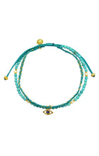 TAI - Double Hand Beaded Bracelet with Evil Eye Dangle in Turquoise