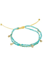 TAI - Double Hand Beaded Bracelet with Pave CZ Dangles in Amazonite