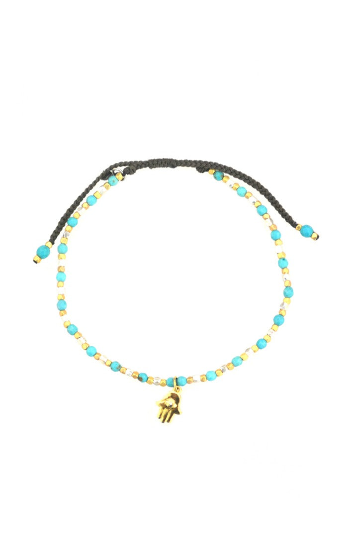 TAI - Hand Beaded Bracelet with Eye Charm in Gold Vermeil Jewelry