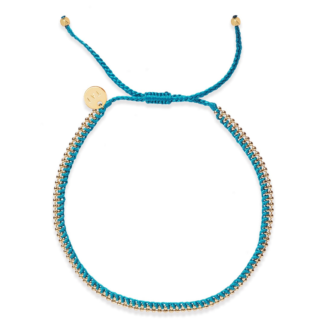 TAI - Handmade Gold Zipper Bracelet in Teal Jewelry