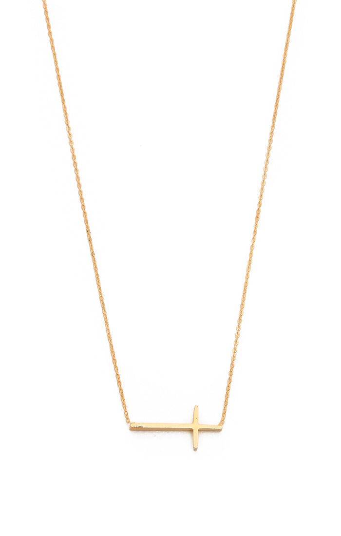 TAI - Simple Chain Necklace With Medium Cross in Gold Jewelry