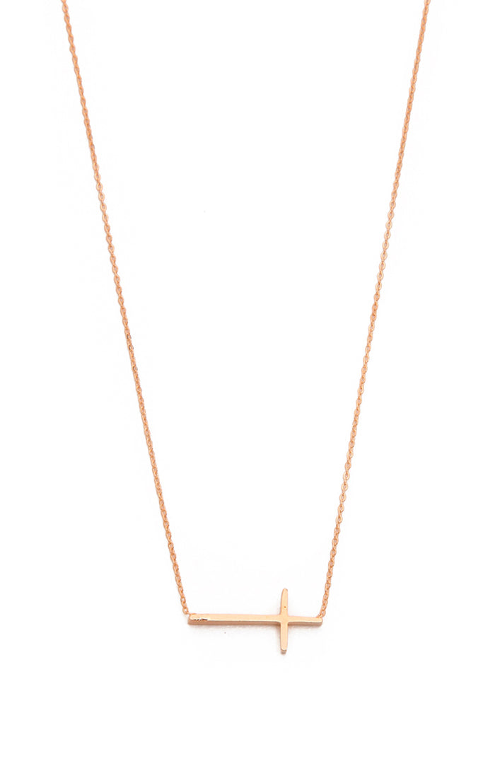 TAI - Simple Chain Necklace With Medium Cross in Rose Gold Jewelry