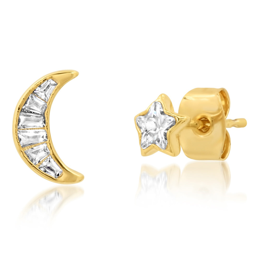 TAI - Star and Moon CZ Studs Jewelry