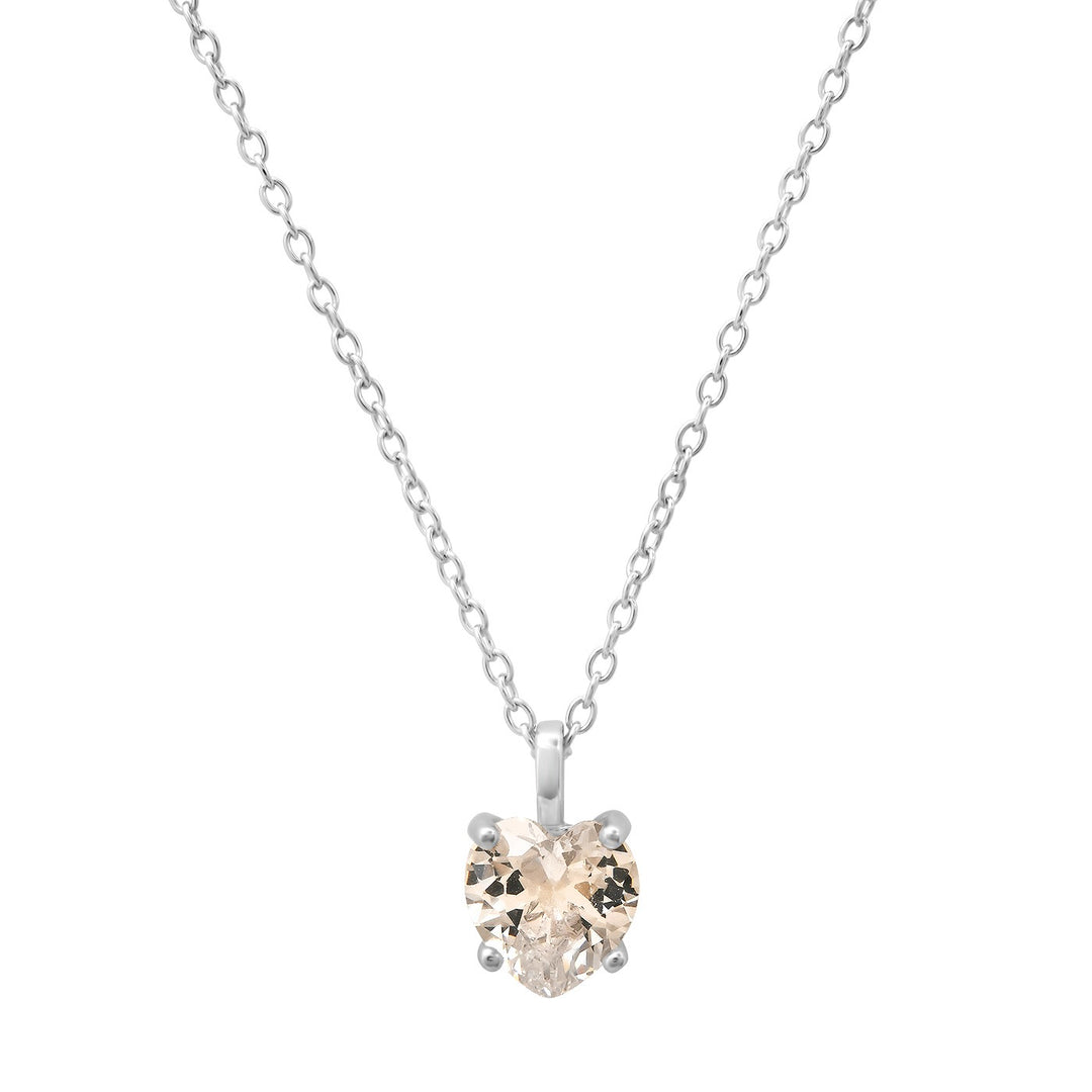 TAI - Sterling Silver CZ Heart Pendent Necklace in Silver Jewelry