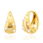 TAI - Teardrop Pearl Click Huggies in Gold