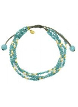 TAI - Triple Layered Hand Beaded Bracelet in Amazonite Jewelry