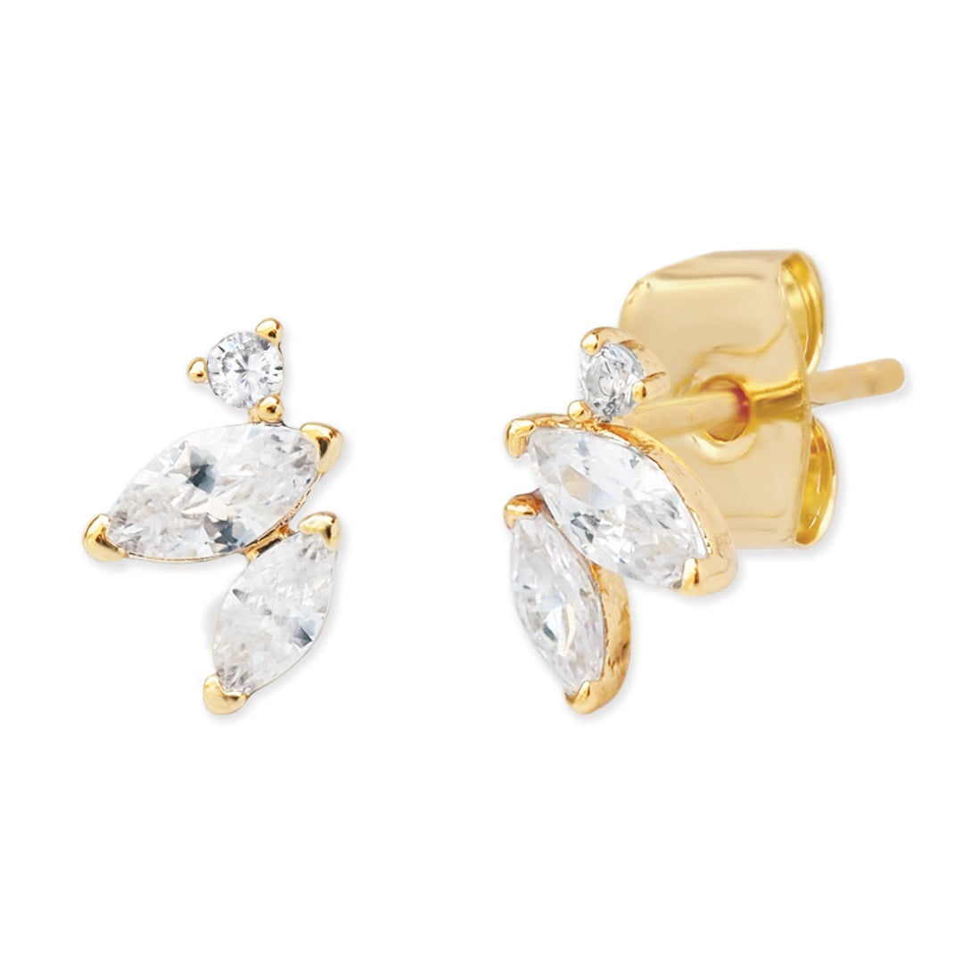 TAI - Triple Mixed Shape CZ Stud in Gold Jewelry