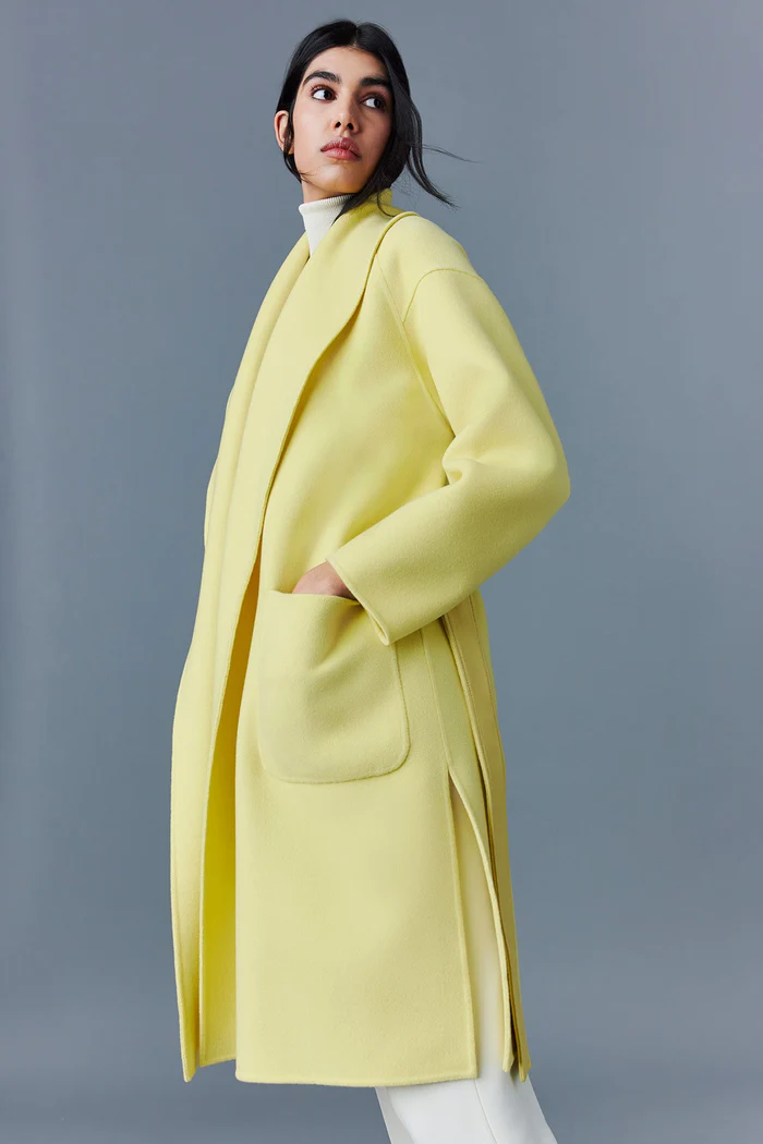 Mackage - Thalia Wool Robe Coat in Pale Lime – Blond Genius