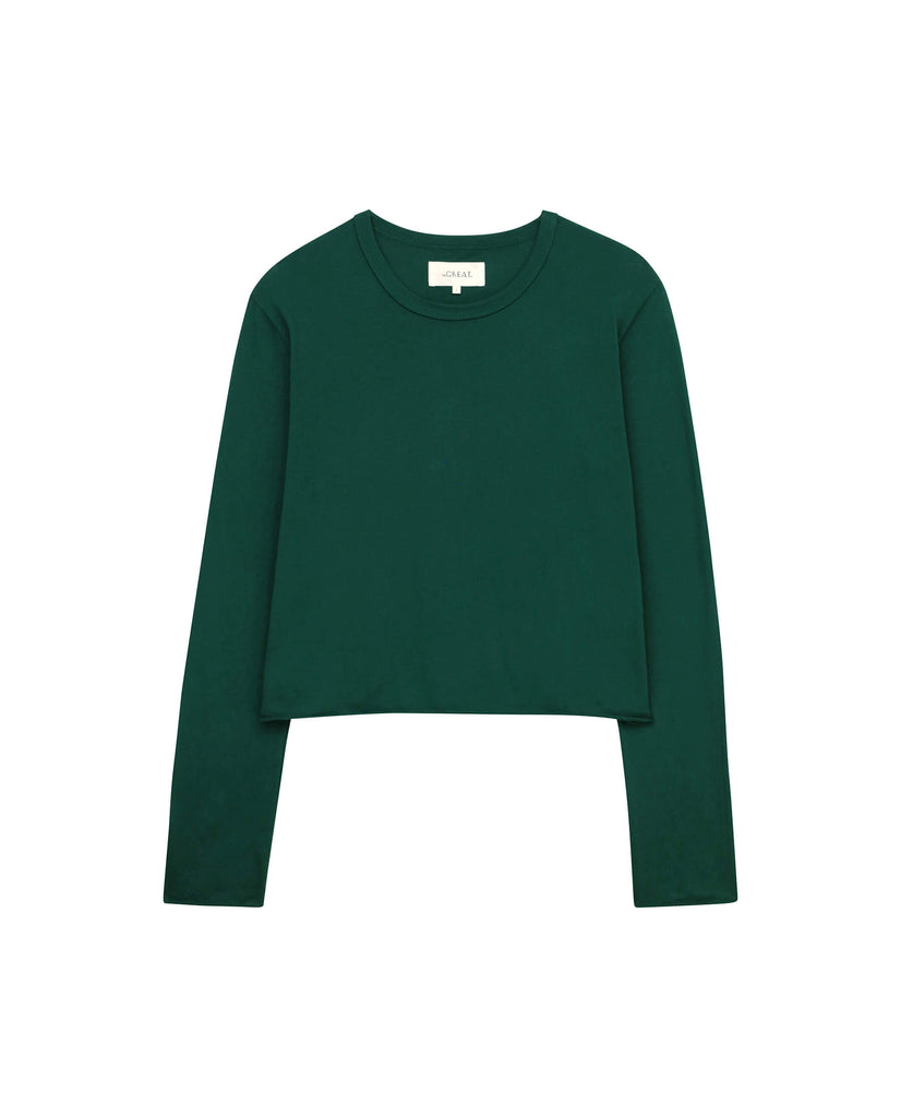 The Great - The Long Sleeve Crop Tee in Green Grove