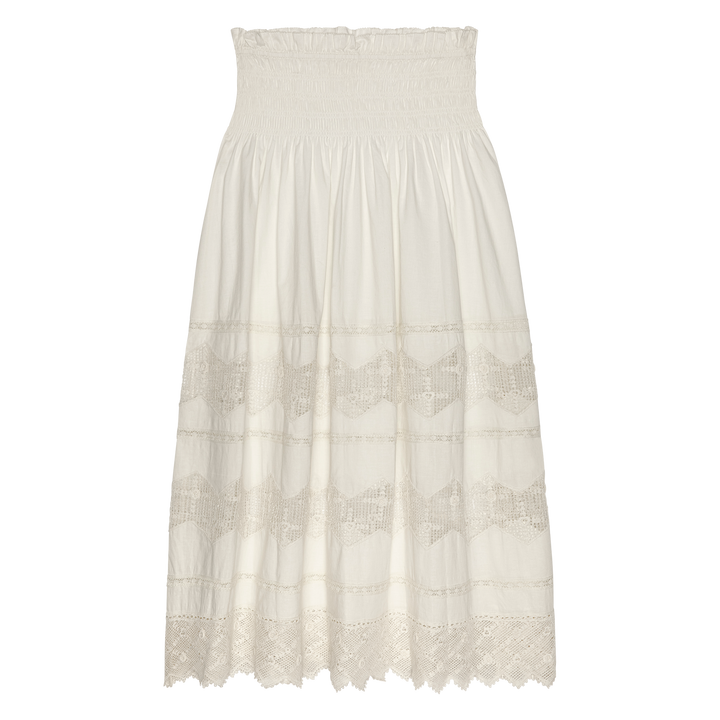 THE GREAT - The Rosette Crochet Canary Skirt in Cream Skirts