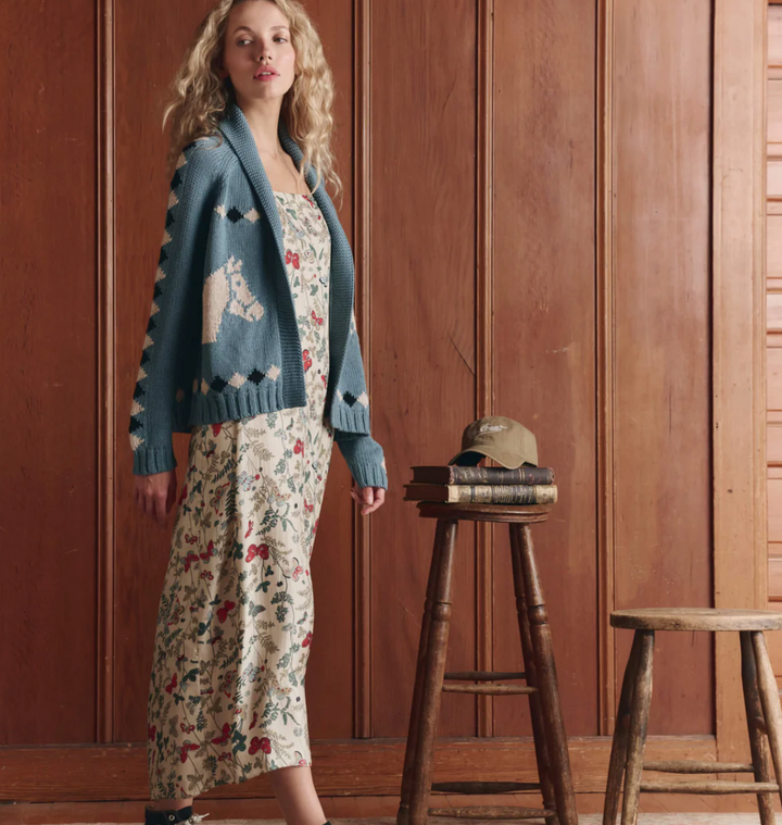 THE GREAT - The Stable Lodge Cardigan in Blue Bell Cardigans