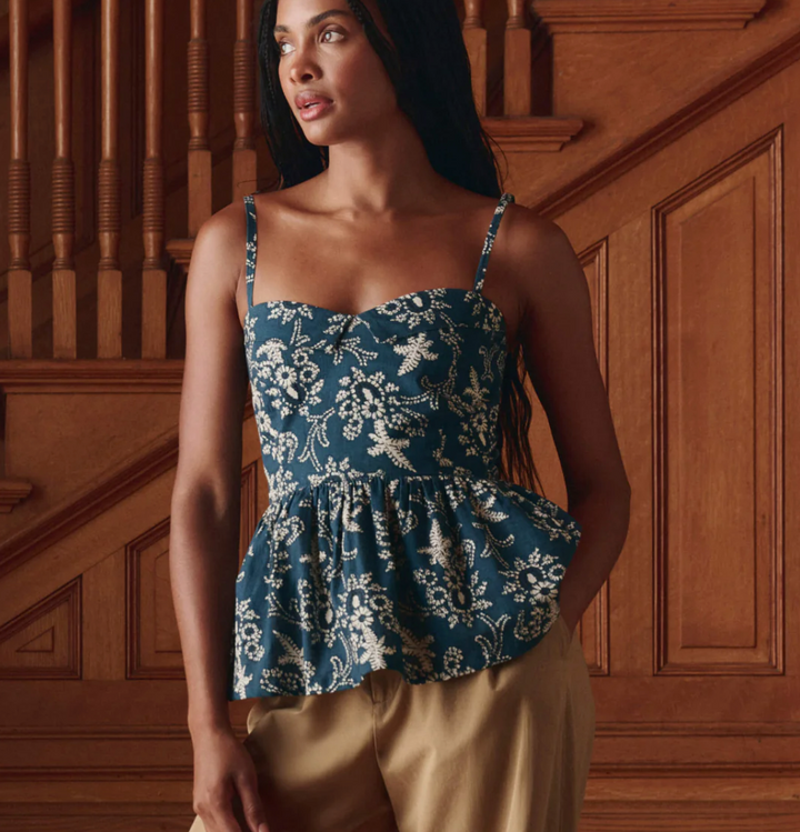 THE GREAT - The Verse Top in Indigo Bandana Top