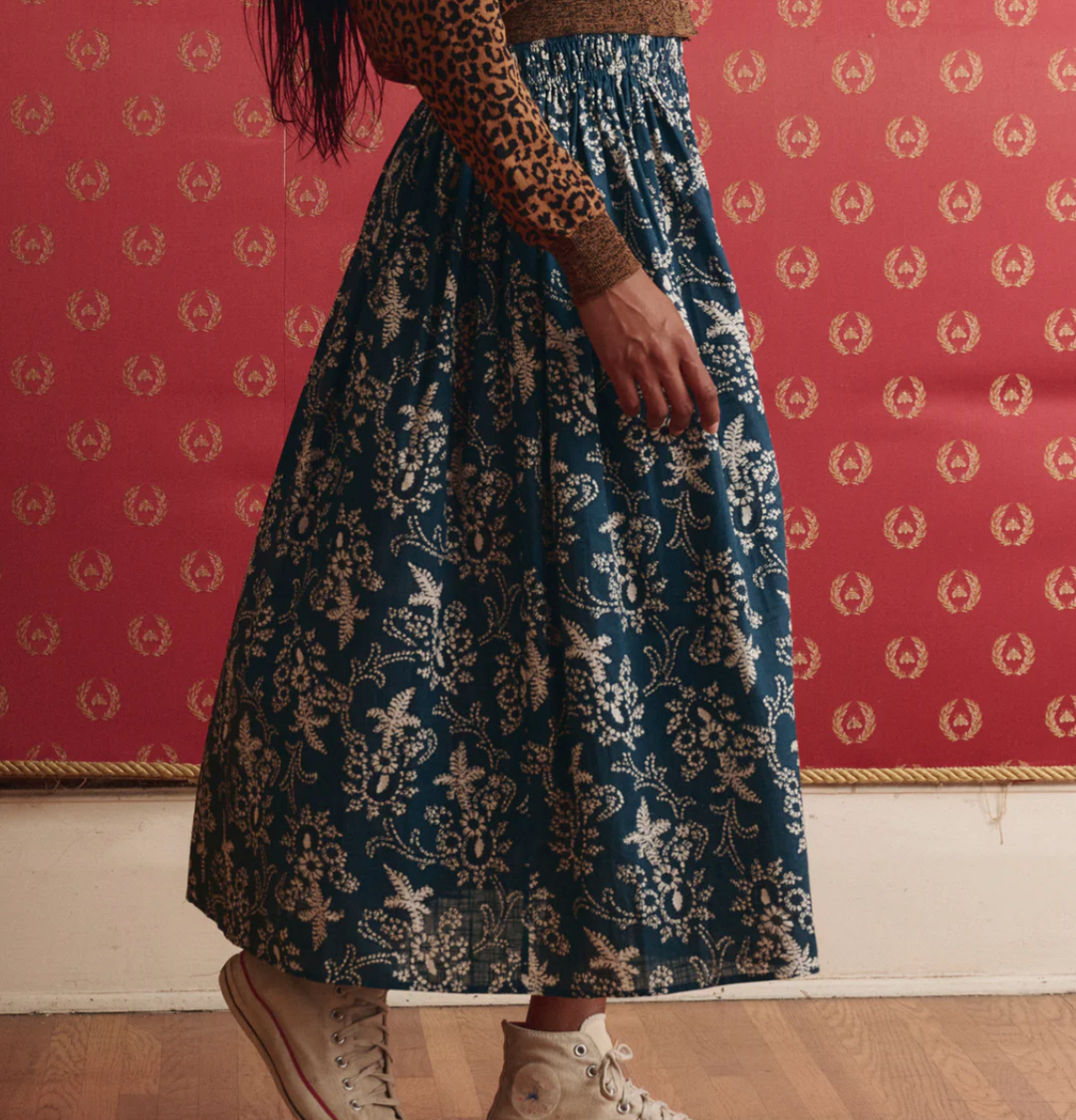 THE GREAT - The Viola Skirt in Indigo Bandana Skirts
