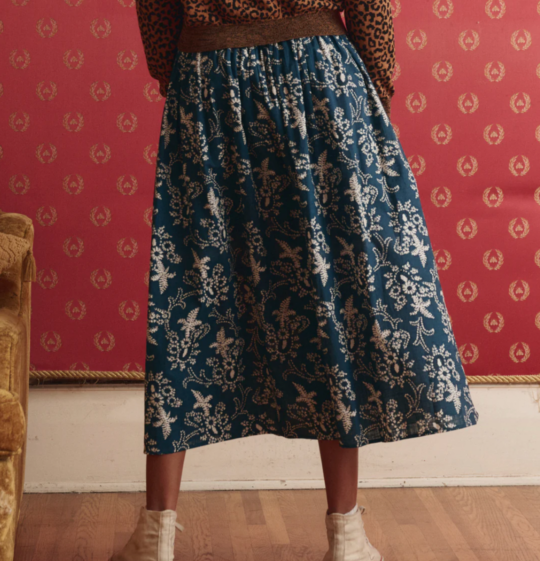 THE GREAT - The Viola Skirt in Indigo Bandana Skirts