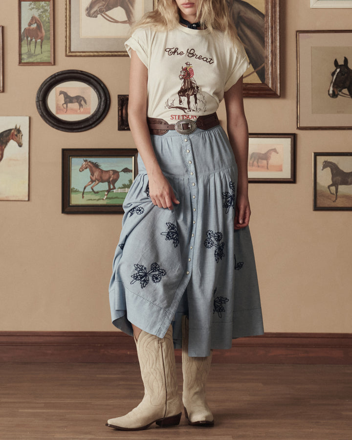 THE GREAT X STETSON - The Chambray Embroidered Highland Skirt Skirts