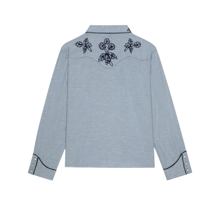 THE GREAT X STETSON - The Chambray Embroidered Western Shirt Button Up Shirt