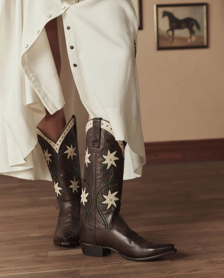 THE GREAT X STETSON - The Cowboy Boot Leather Floral in Brown Boots