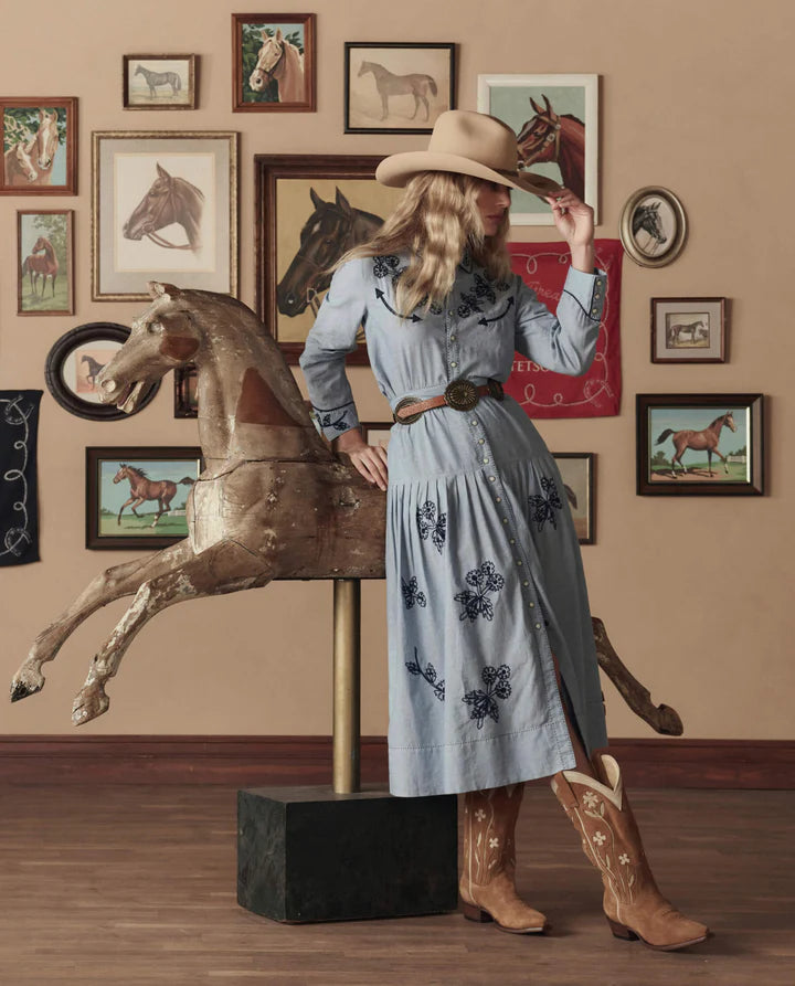 THE GREAT X STETSON - The Cowboy Boot Suede Floral in Tan Boots