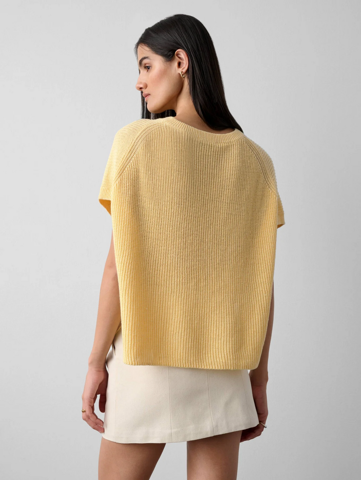 White + Warren - Linen Cotton Blend Pocket T-shirt in Buttermilk