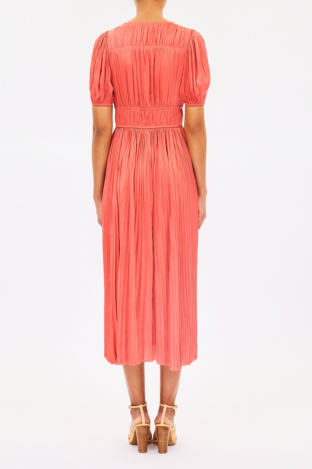 ULLA JOHNSON - Audra Puff Sleeve Dress in Coral