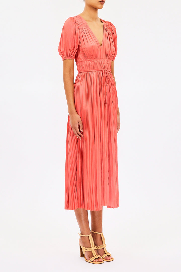ULLA JOHNSON - Audra Puff Sleeve Dress in Coral