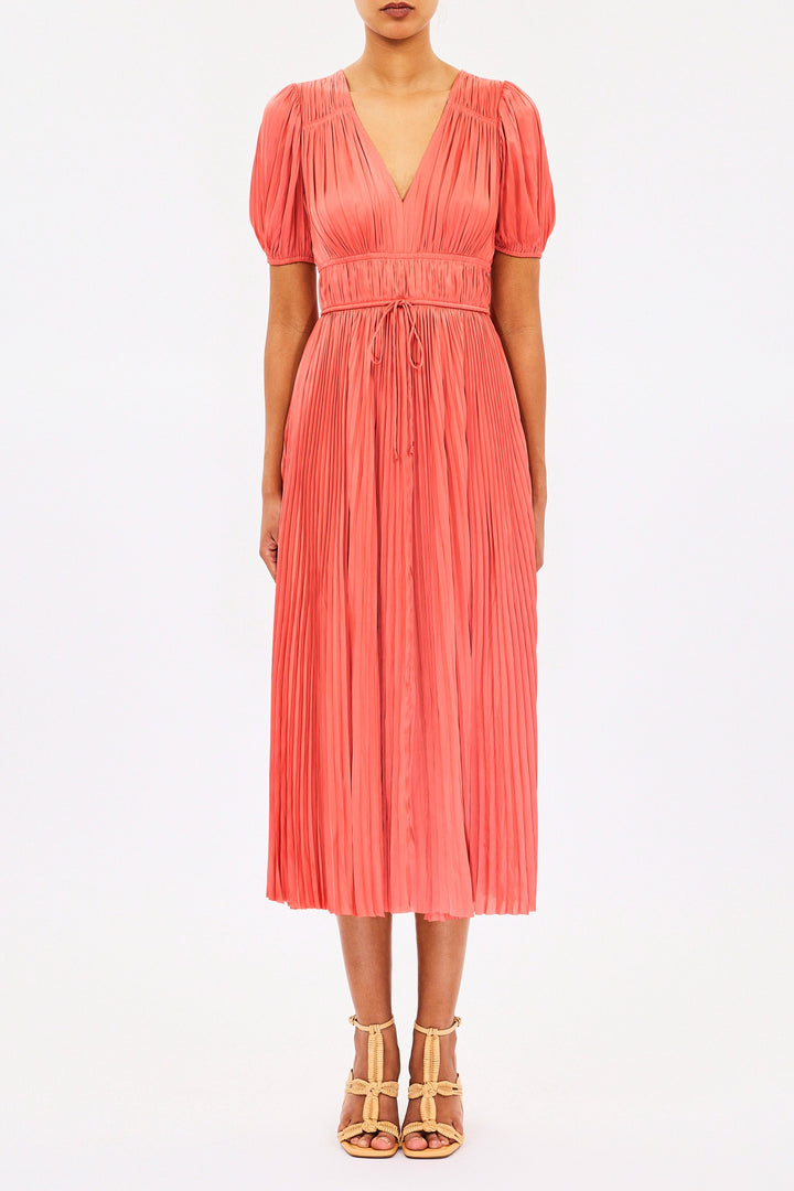 ULLA JOHNSON - Audra Puff Sleeve Dress in Coral