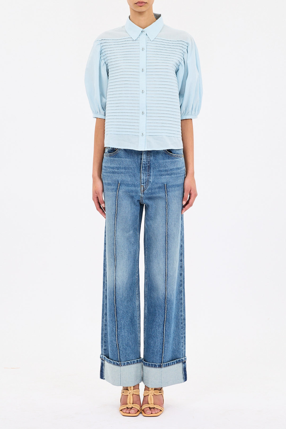 ULLA JOHNSON - Cordelia Button Up Top in Adriatic