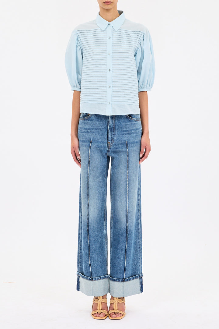ULLA JOHNSON - Cordelia Button Up Top in Adriatic