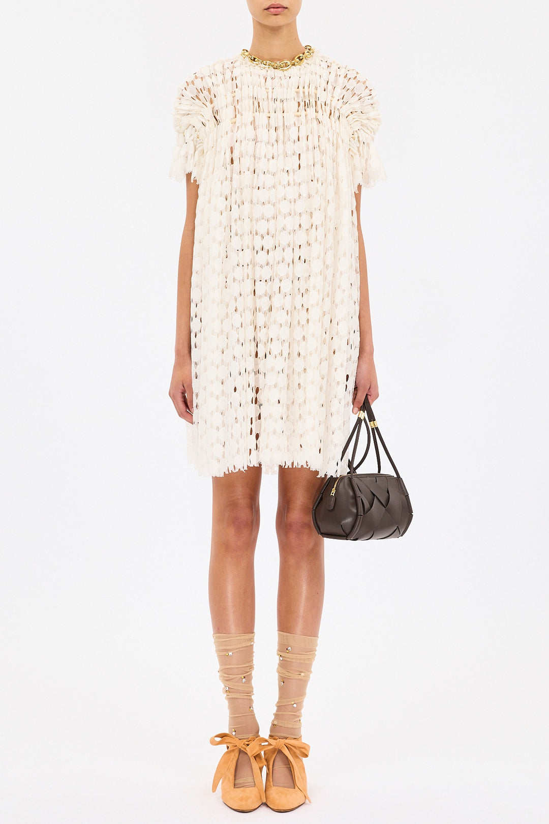 ULLA JOHNSON - Layla Lace Mini Dress in Chalk