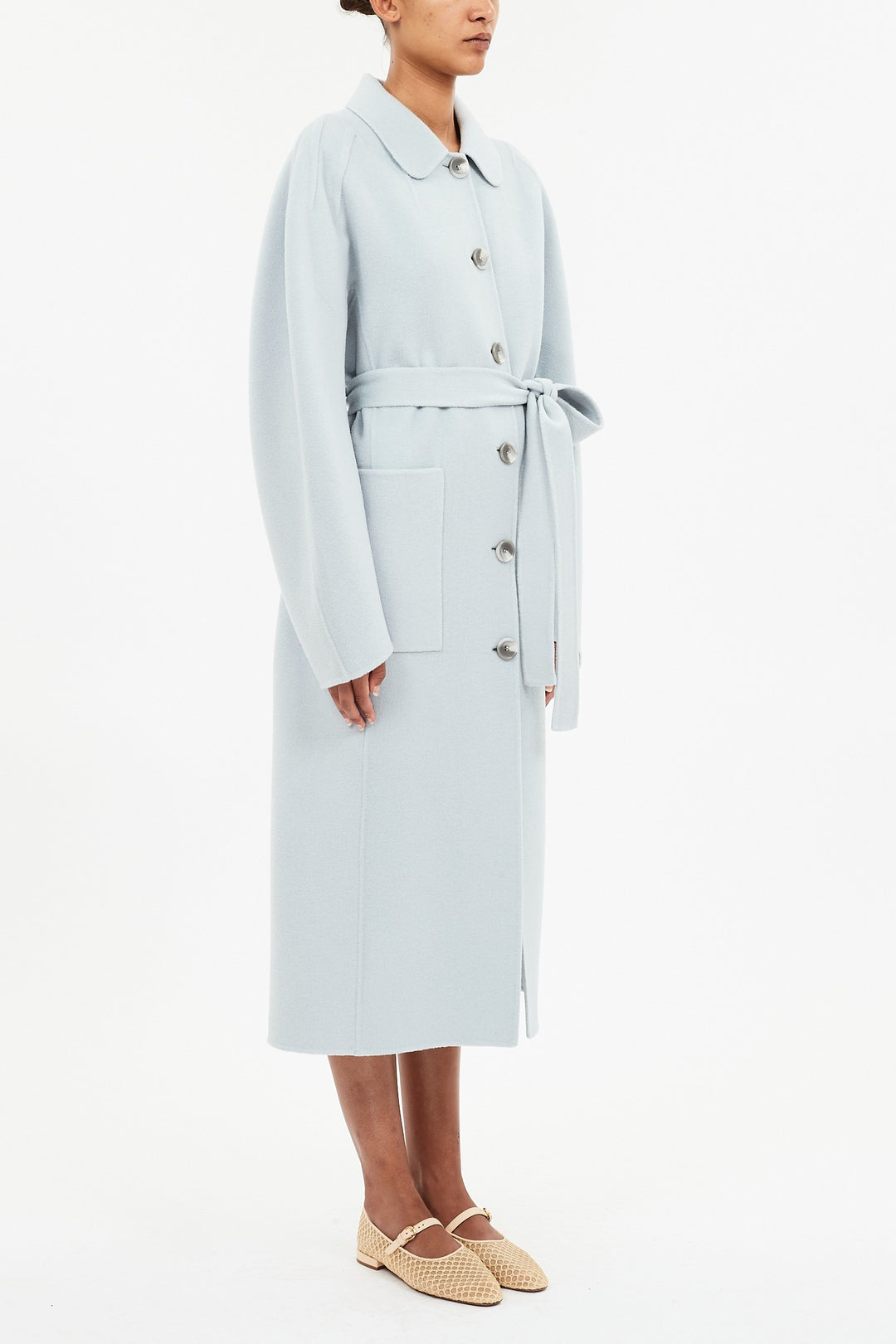 Ulla Johnson - Lisbeth Wool Coat with Belt in Slate Coats & Jackets