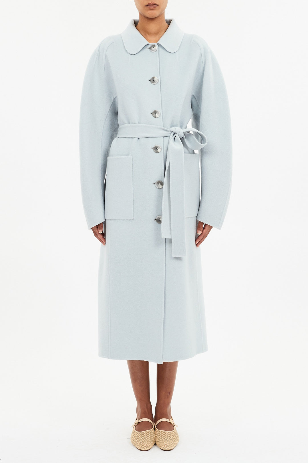 Ulla Johnson - Lisbeth Wool Coat with Belt in Slate Coats & Jackets