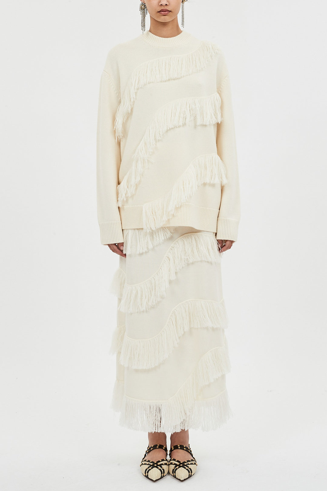Ulla Johnson - Mirena Knit Skirt with Fringe in Cowrie Skirts
