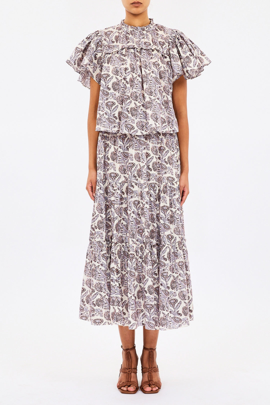ULLA JOHNSON - Nessa Cotton Midi Skirt in Meadow