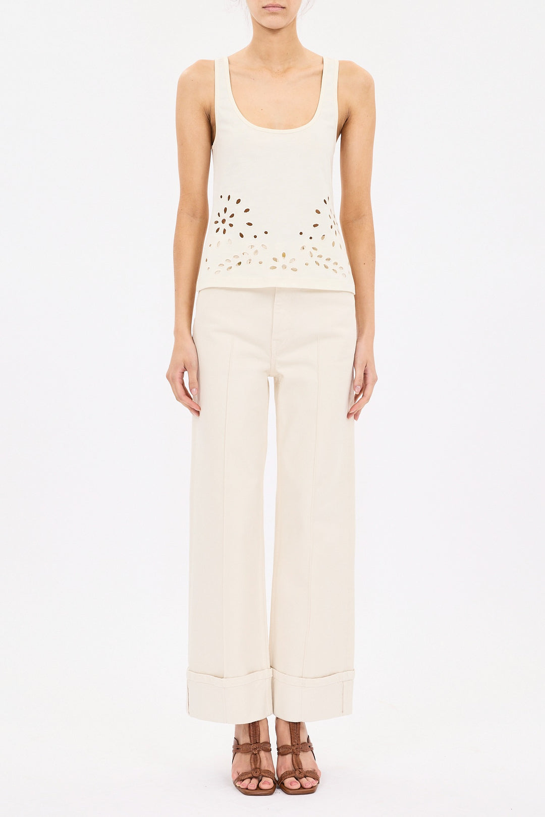 ULLA JOHNSON - The Stretch Genevieve Pintuck Jean in Cowrie
