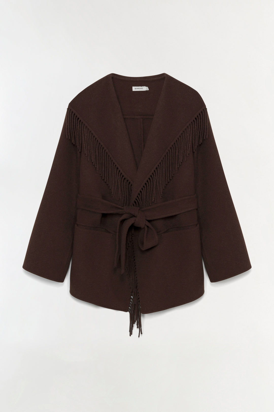 SIMKHAI - Rowen Fringe Jacket in Chocolate Coats & Jackets