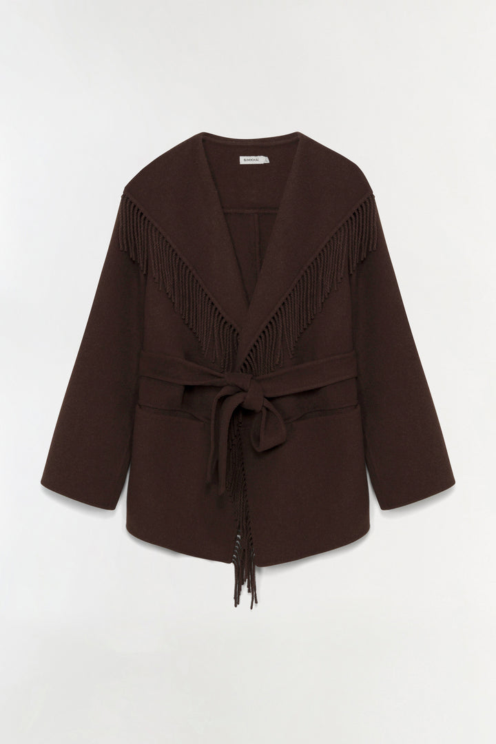 SIMKHAI - Rowen Fringe Jacket in Chocolate Coats & Jackets